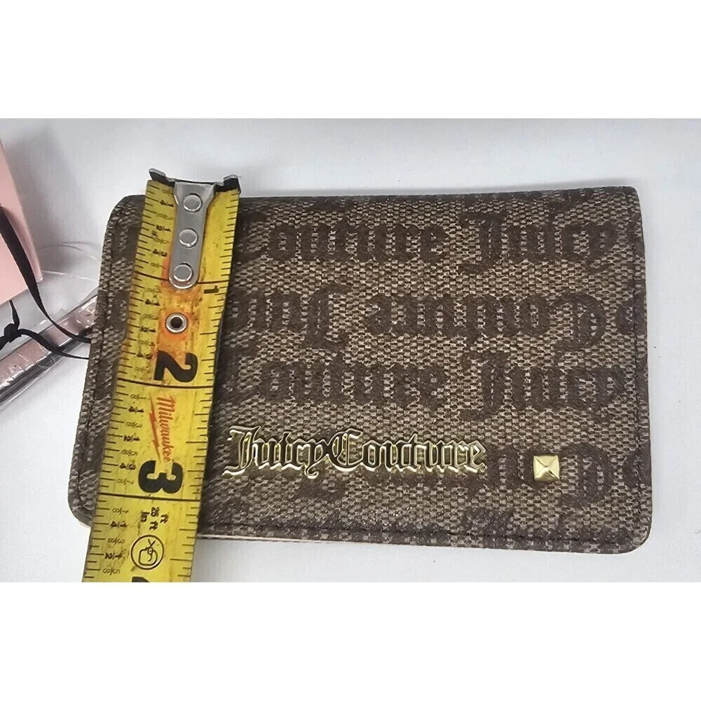 Juicy Couture Chestnut Chino & Pink Credit Card Bifold Wallet Key Ring NWT